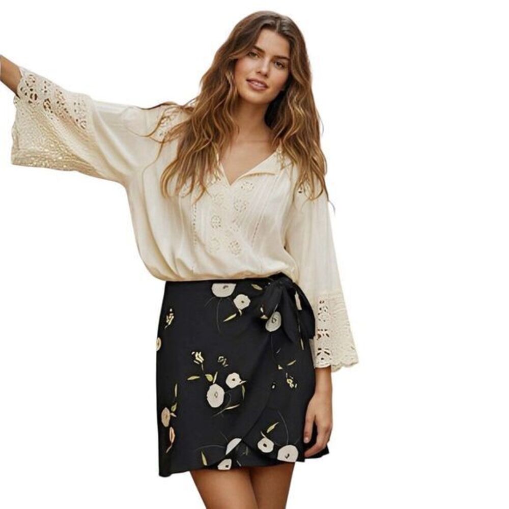 DR2 by Daniel Rainn Womens Skort Sz Plus 1X Mini Wrap Career Night Floral Office